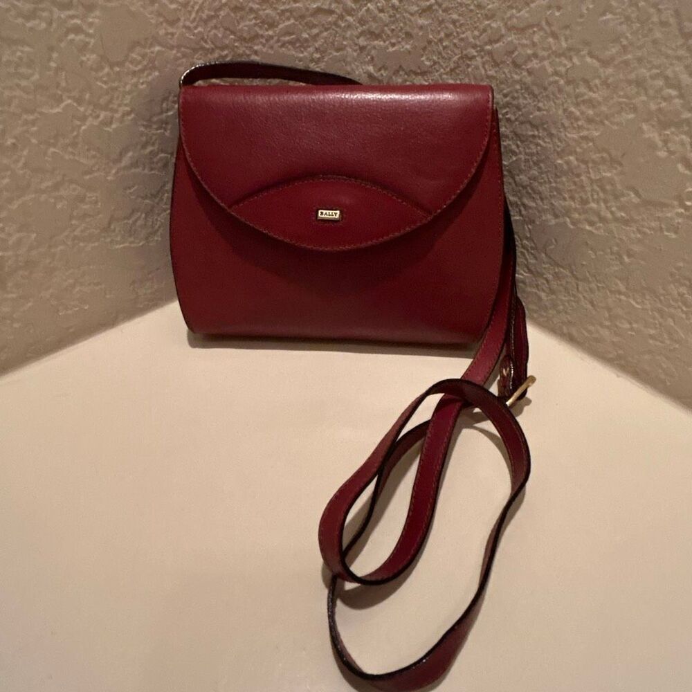 Bally Convertible Crossbody Bag Purse Dark Tan Leather Contemporary Minimalist